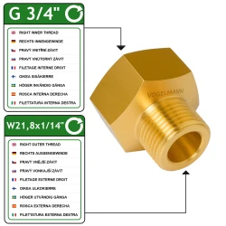 Réducteur VOGELMANN G3/4" Femelle vers W21,8x1/14" Mâle – Laiton