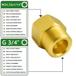 Réducteur VOGELMANN W24,32x1/14" Femelle vers 3/4" Mâle – Laiton 