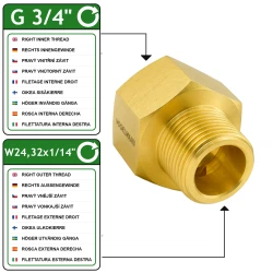 Réducteur VOGELMANN G3/4" Femelle vers W24.32x1/14" Mâle – Laiton