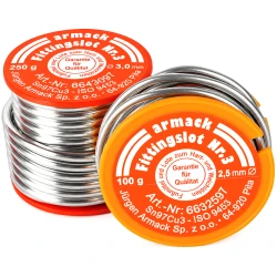 Brasure tendre Sn97Cu3 2,5 mm 100 g pour le brasage tendre du cuivre