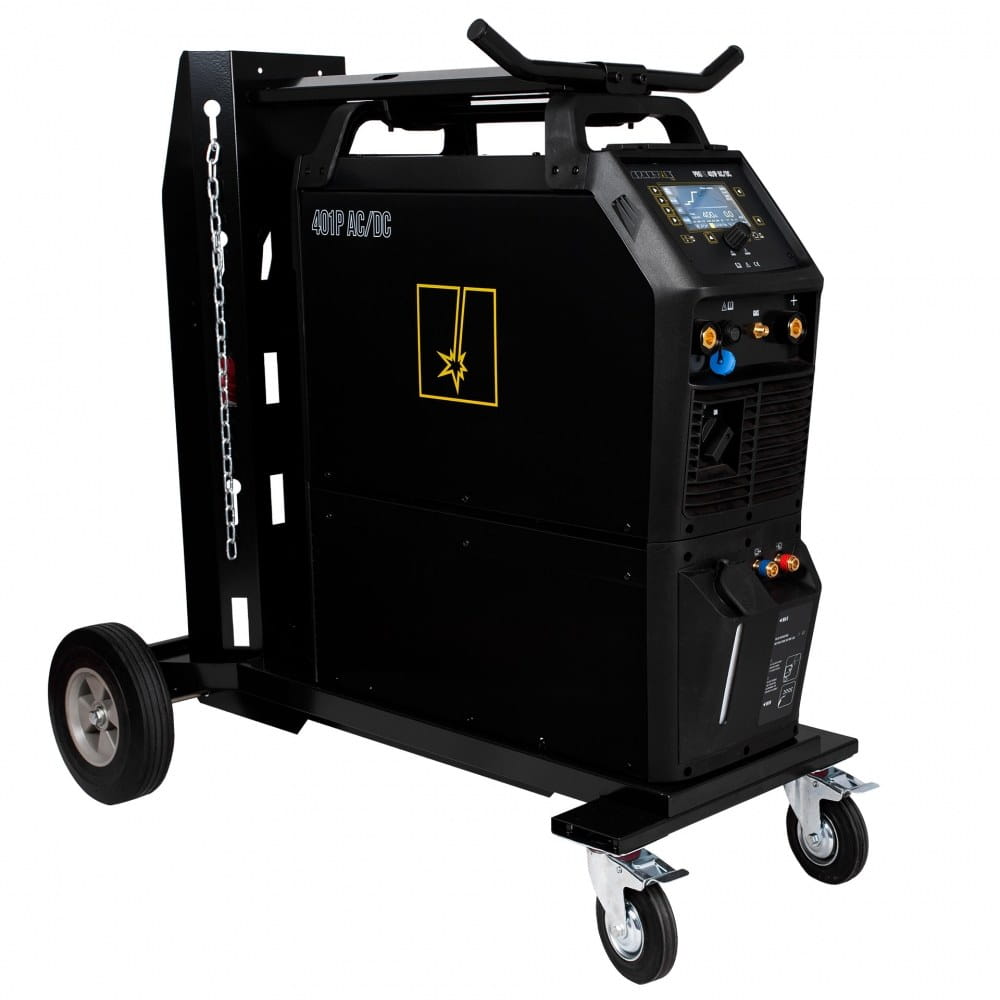 Chariot De Soudage Robuste Pour Machines MIG, TIG, Plasma - Charge Max 40kg, Avec Chaînes Et étagères Inclinée